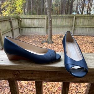 COLE HAAN Open Peep Toe Leather Wedge size 8
